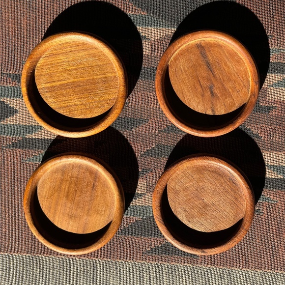 4 Teak Stacking Coasters - Picture 4 of 10